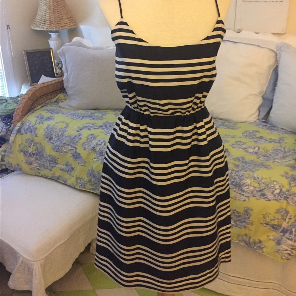 J Crew navy & white striped dress Size 2